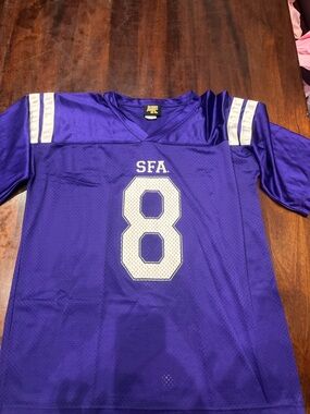 Team Apparel Purple SFA #8 Kids/small adult Jersey - Go Jacks!